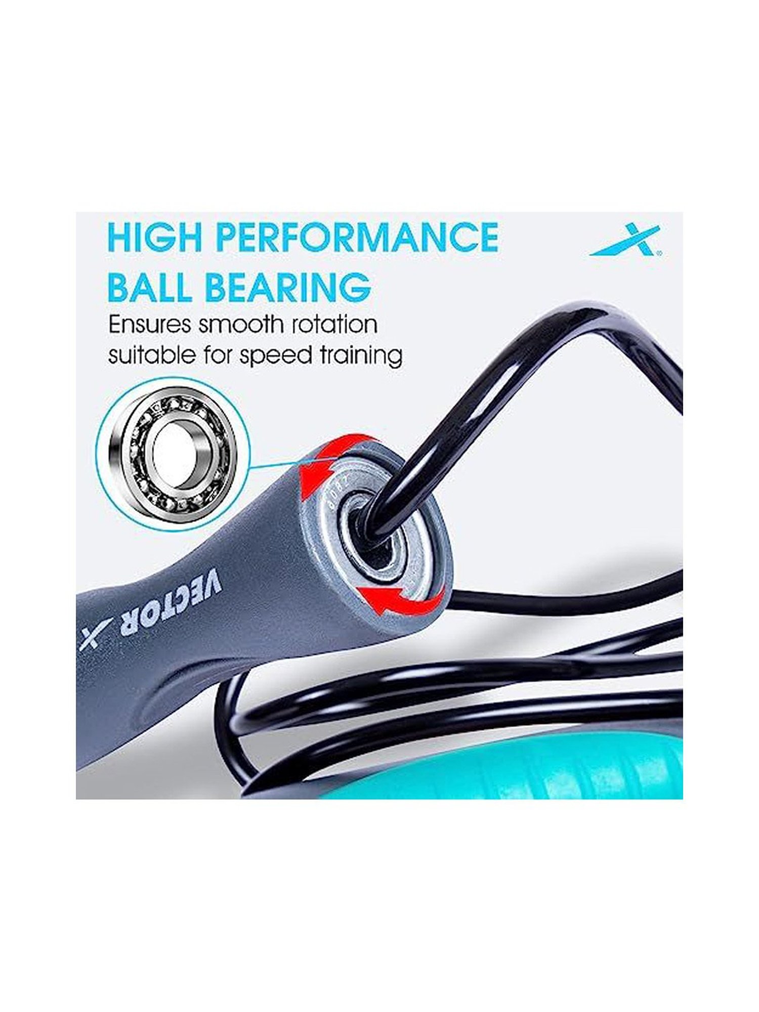 Vector X IR-97132 Skipping Rope (Grey) Size - 300cm