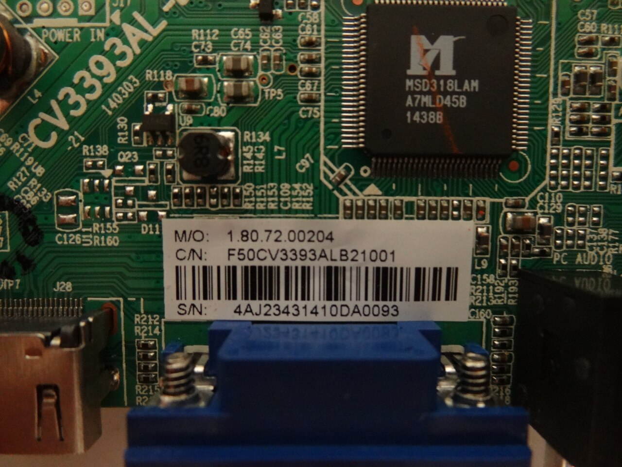 Westinghouse EUM24F1G1 Main Board (CV3393AL-B) 4AJ2343 -