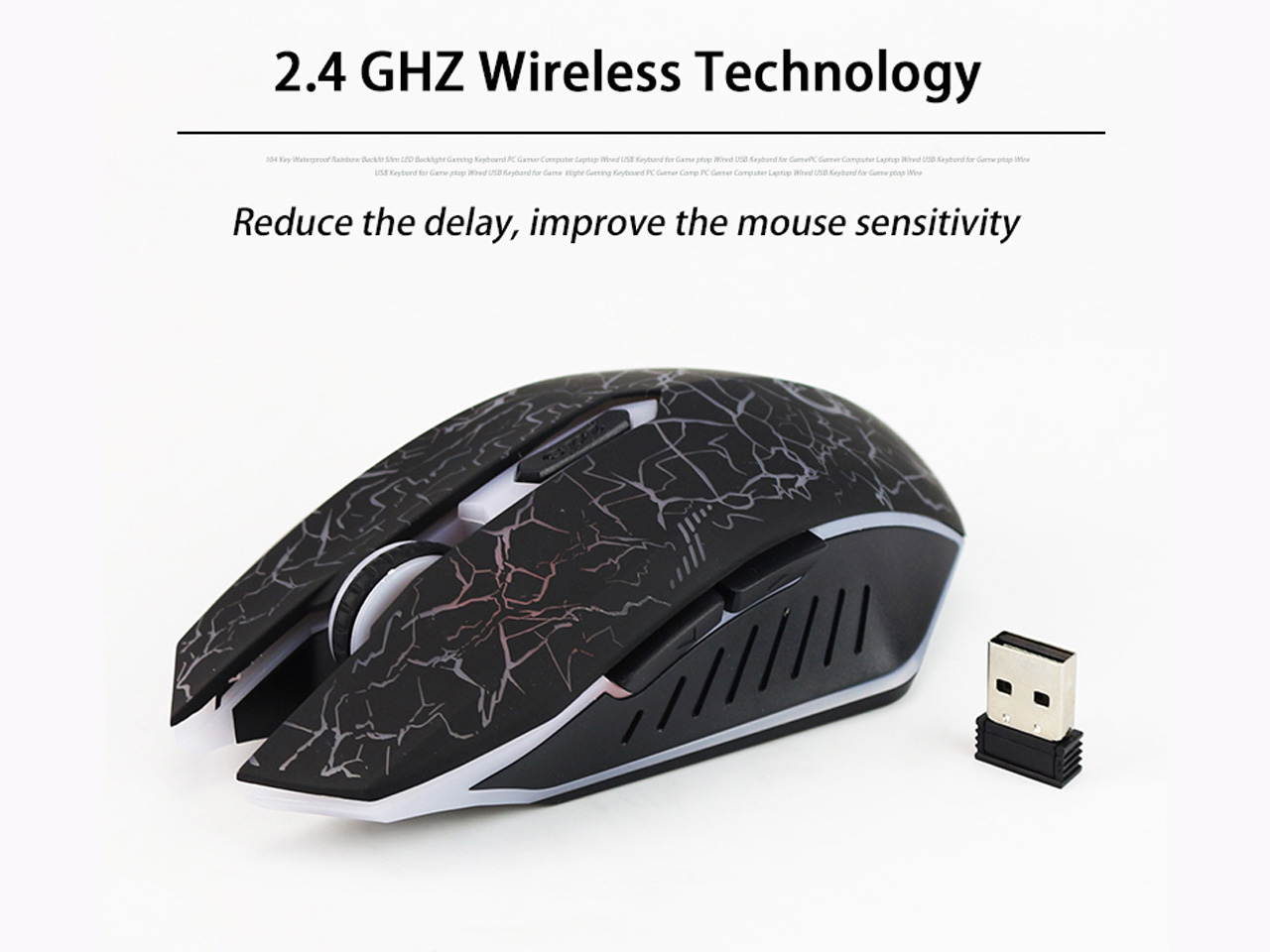 LED Wireless Gaming Mouse Rechargeable Breathing USB 2.4Ghz 2000 DPI Gamer Optical 10m Muoses for PC Desktop Laptop Computer