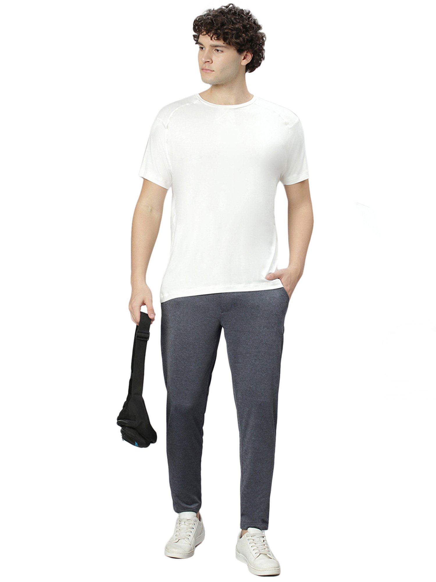 Slowave Grey Melange Regular Fit Trackpants
