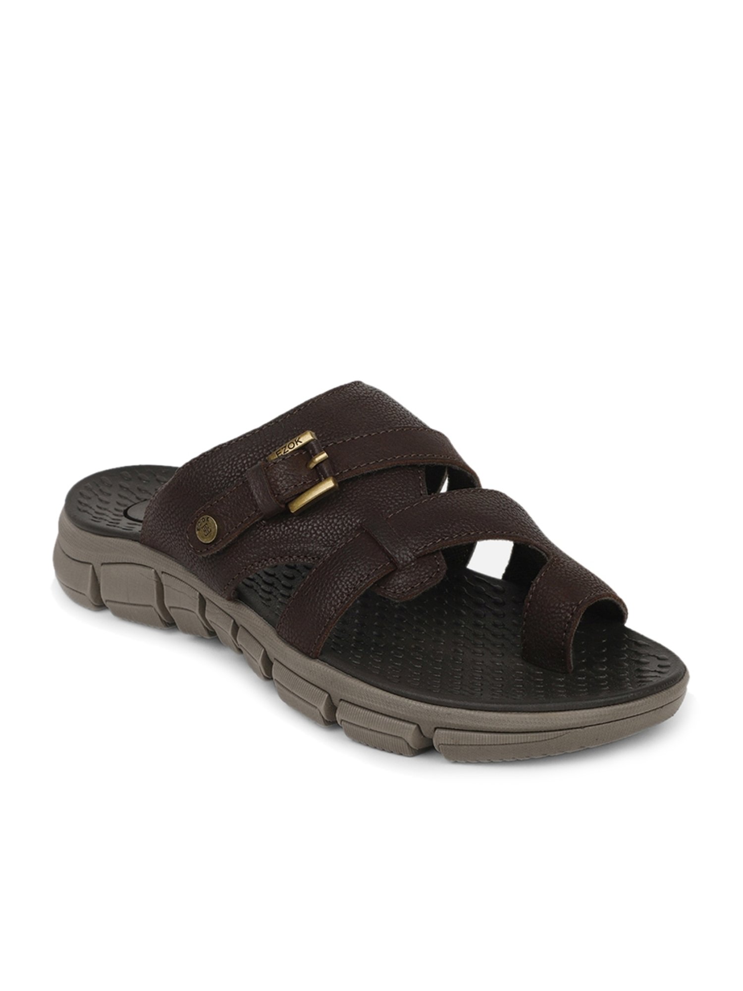 EZOK Men's Brown Toe Ring Sandals