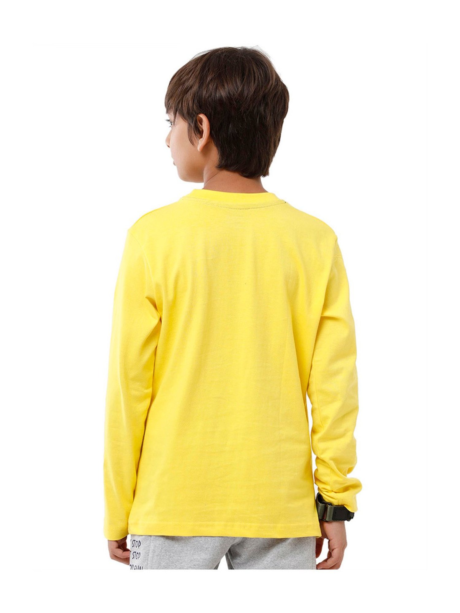 Under Fourteen Only Kids Yellow & White Applique Full Sleeves T-Shirt