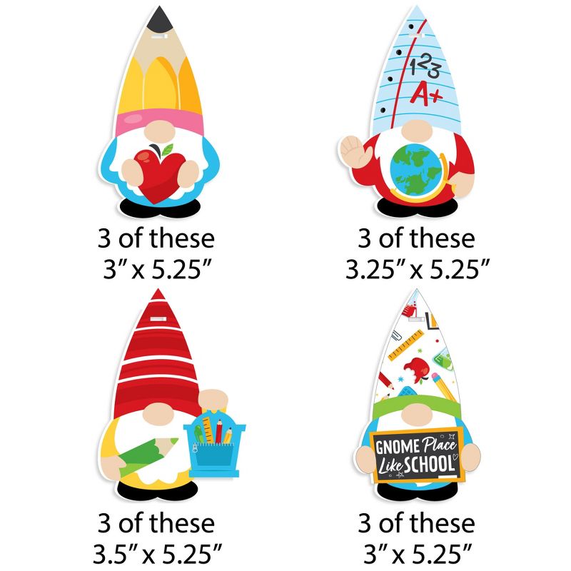Big Dot of Happiness School Gnomes - Teacher and Classroom Decorations - Tree Ornaments - Set of 12