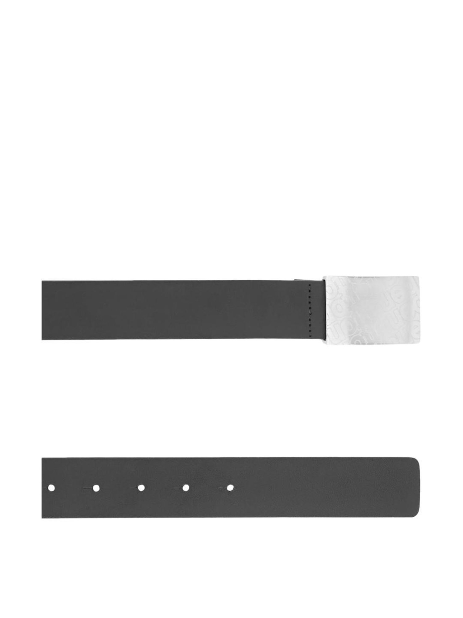 BELWABA Black Textured Formal Leather Belt for Men