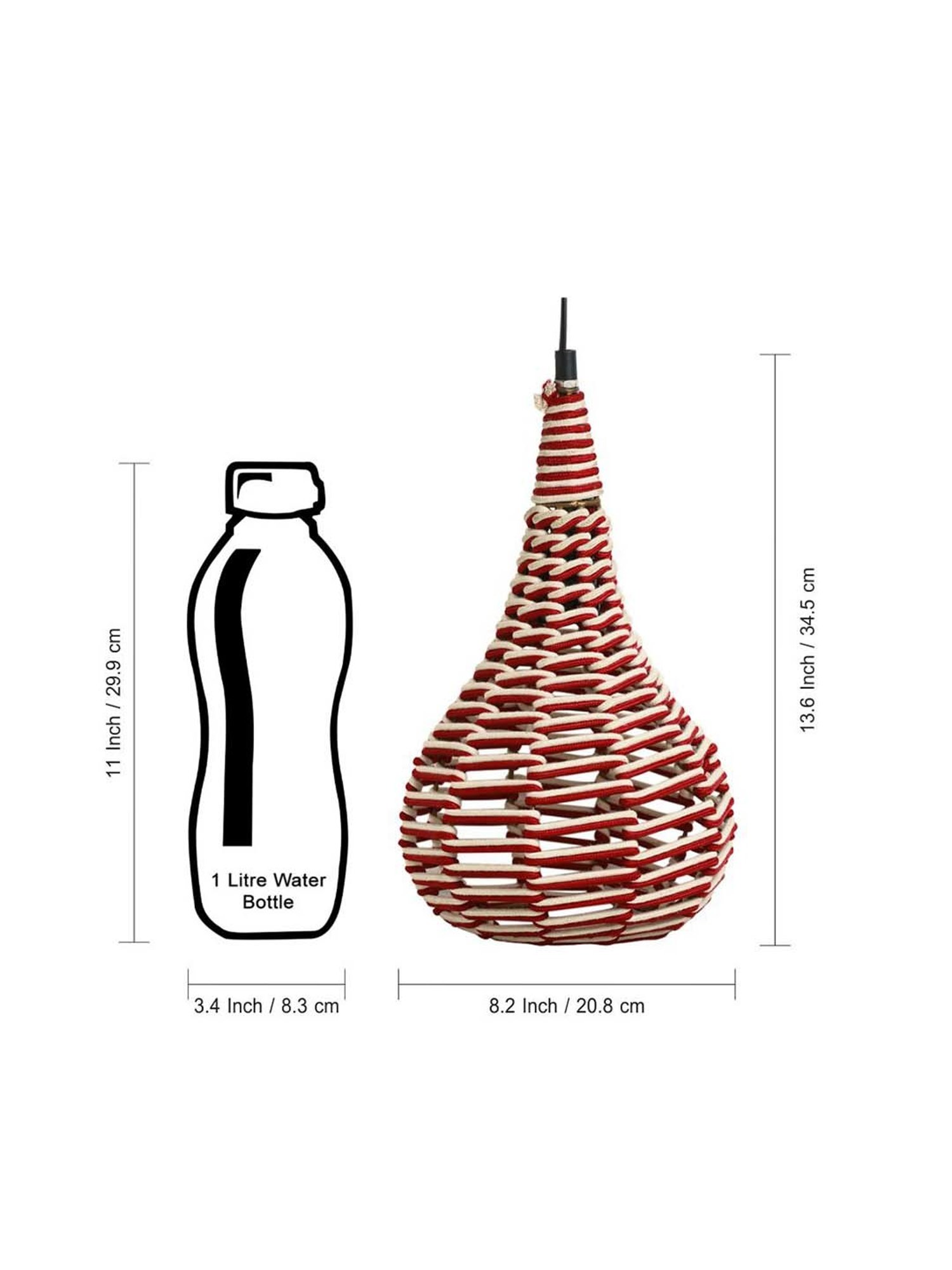 ExclusiveLane Swirls Red & Beige Iron Handwoven Hanging Pendant Lamp