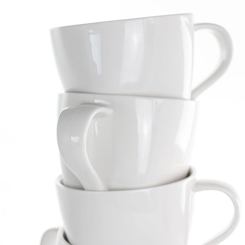 10oz 12pc Porcelain Market Square Cup and Saucer Set White - Elama