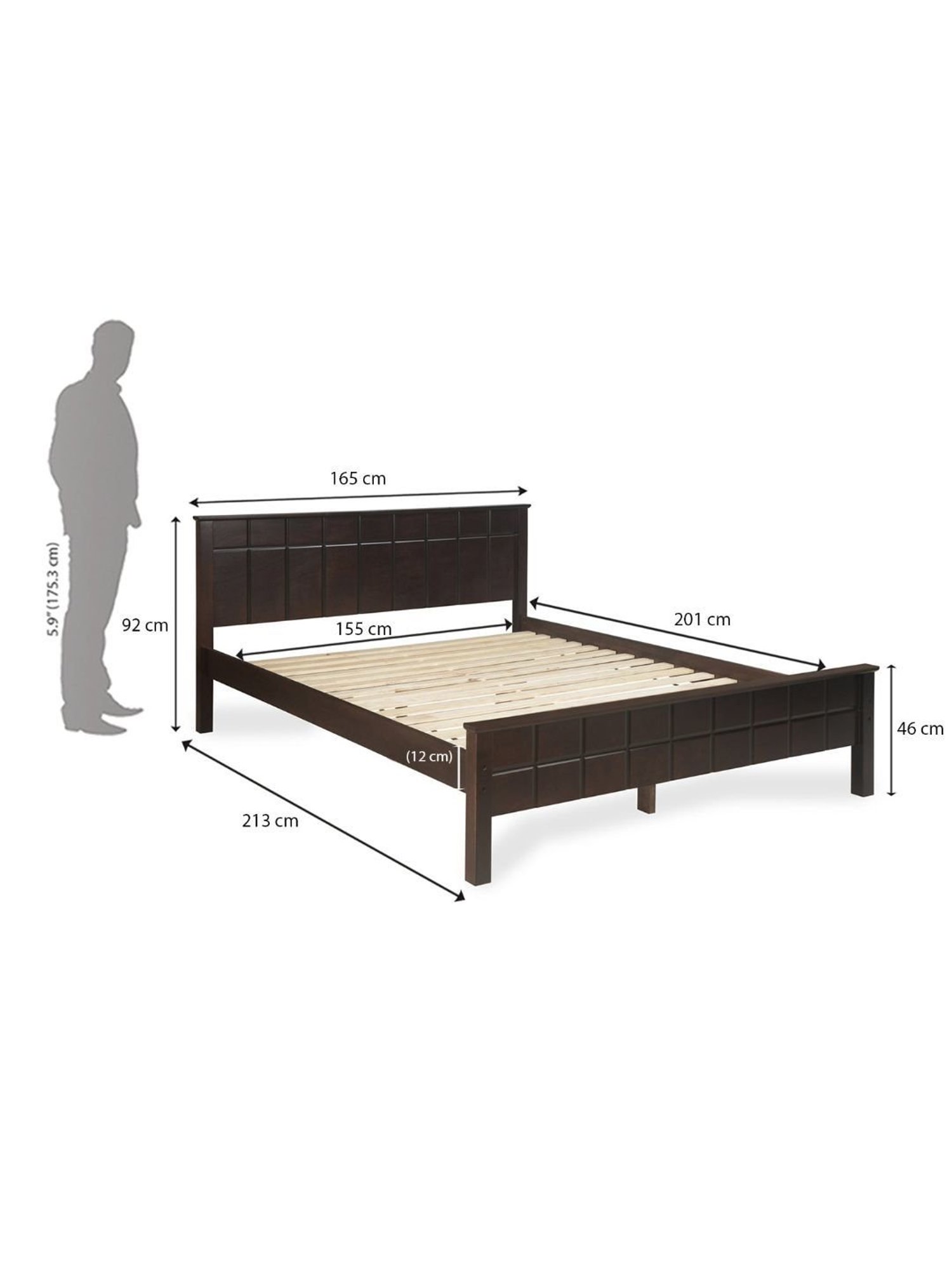 @home Cipher Espresso Brown Solid Wood Queen Bed Without Storage