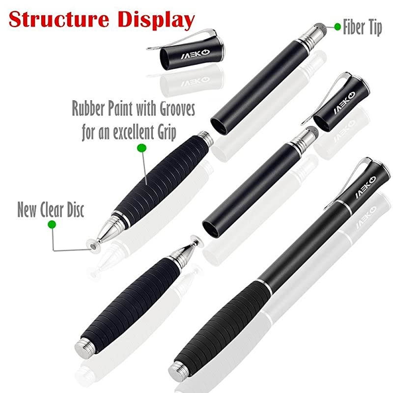 2nd Gen Universal Disc Stylus Pens 2Pcs 2 in 1 Precision Series for iPhone X88plus iPadiPad ProiPad Mini and All Touch Screen Devices Bundle with 6 Replacement TipsBlackBlue