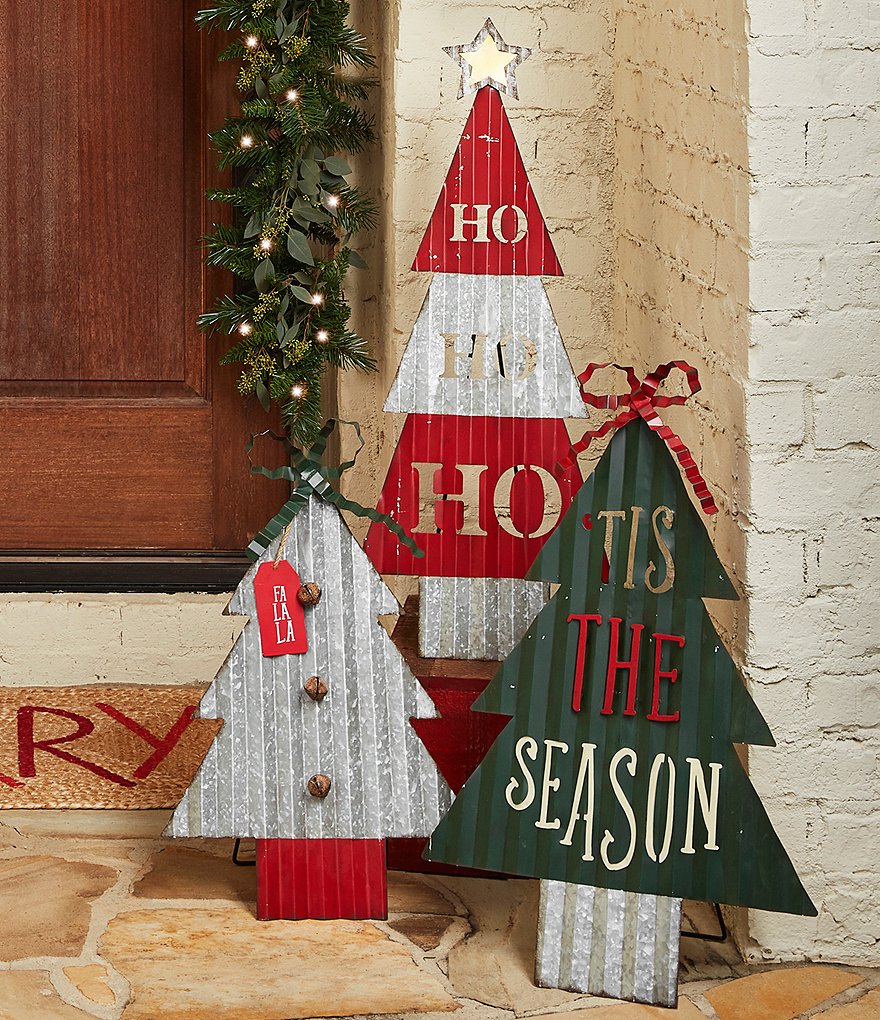 Mud Pie Merry Everything Holiday Collection Small Tin Easel Stand Christmas Tree Decor