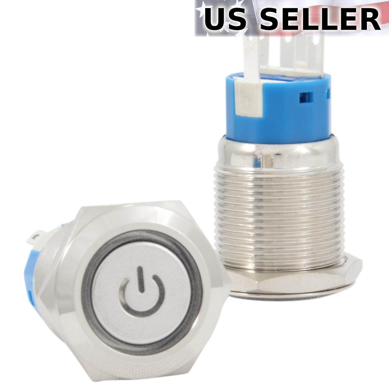 3/4" 19mm Momentary Push Button Starter Switch / Boat Horn Metal w/ Power LED