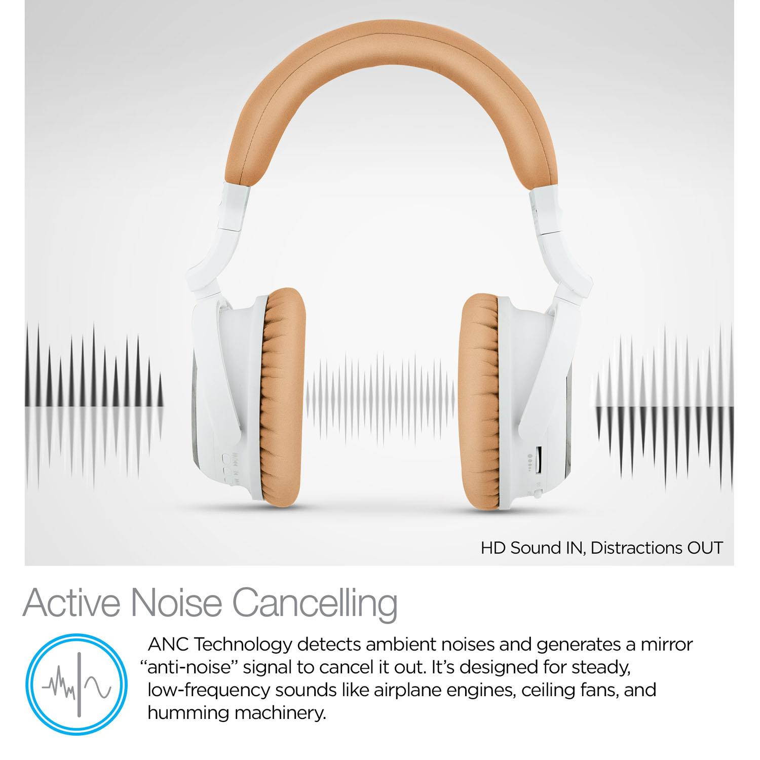 Naztech i9BT Over-Ear Active Noise Cancelling Headphones, aptX Bluetooth 4.1 Technology for HD Quality Stereo Sound, Low Latency, Enhanced Bass, In-line Mic.