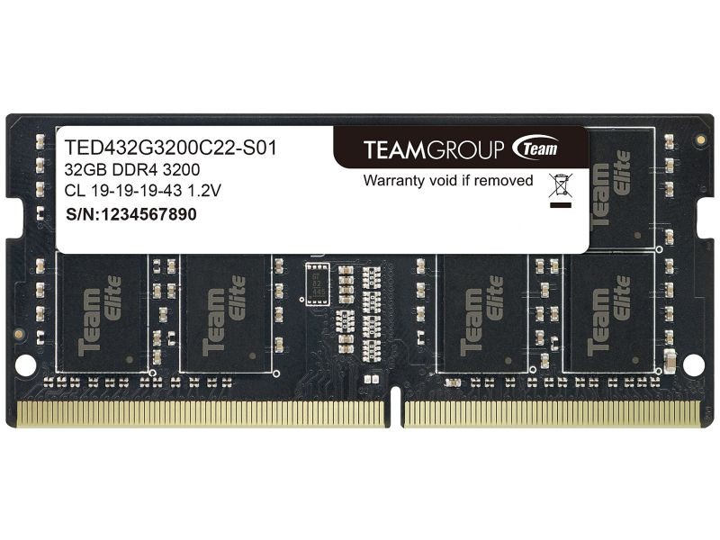 Team Elite 16GB (2 x 8GB) 260-Pin DDR4 SO-DIMM DDR4 3200 (PC4 25600) Laptop Memory Model TED416G3200C22DC-S01