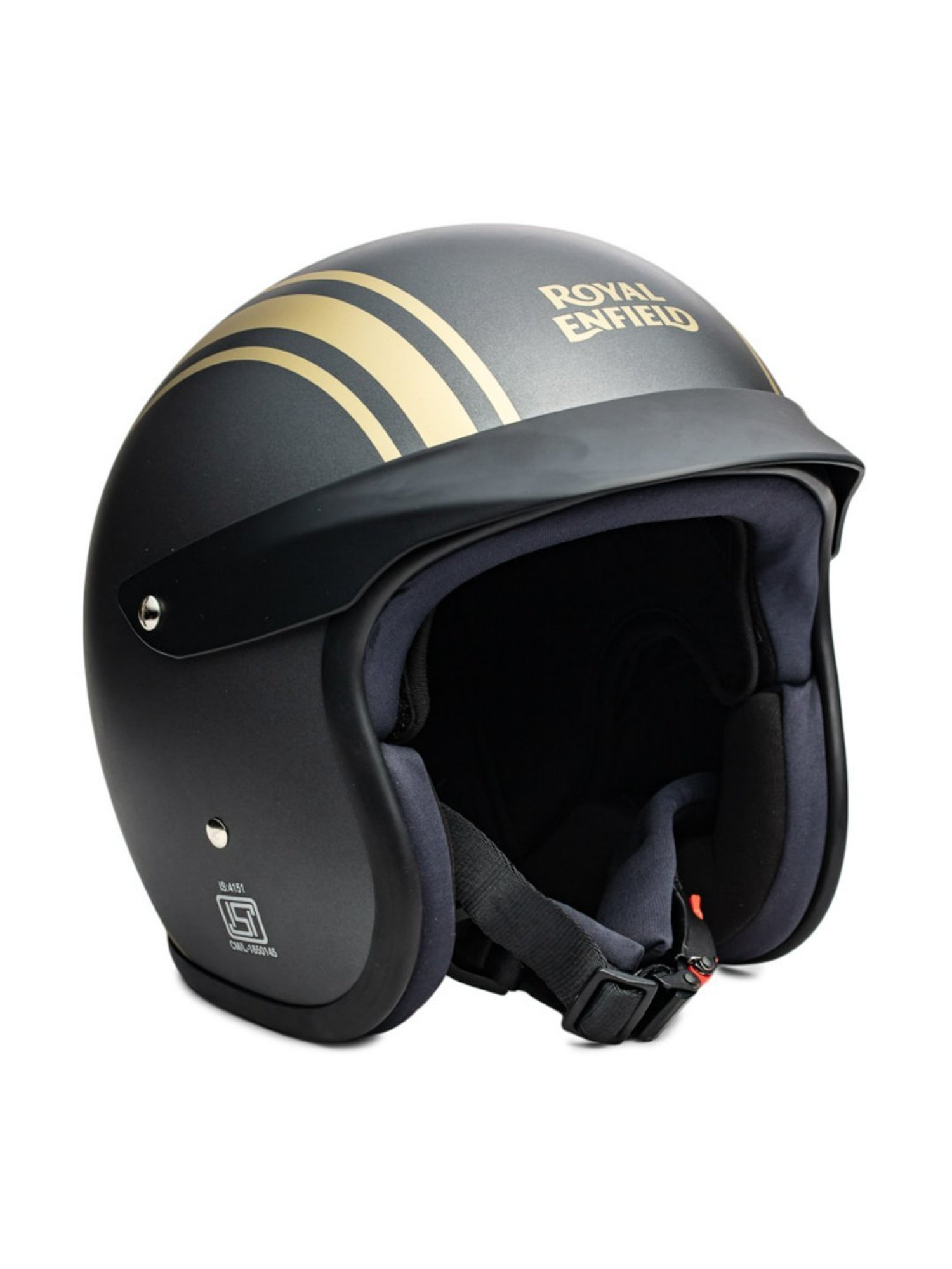 Royal Enfield Athena Grey Striped Open Face Helmet - M