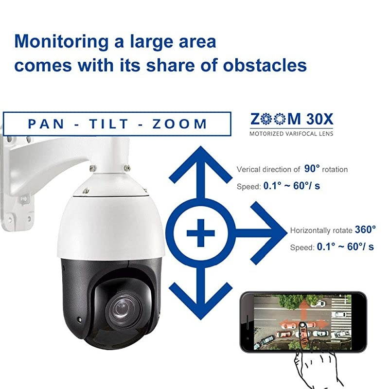 2MP Auto-Cruise PTZ Security Camera 20X Optical Zoom HD 1080p 4-in-1 TVI/AHD/CVI/CVBS Video Surveillance- Pattern Scan, Waterproof, Night Vision, Coaxial Wired High Speed Dome CCTV Camera