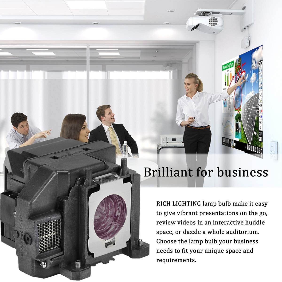 ESolid Elplp67 Relplacemnet Projector Lamp Bulb for Epson EX3210 EX3212 EX5210 EX6210 EX7210 PowerLite Home Cinema 500 750d 707 710HD 750HD VS220 S12 W12 TW550 H428A VS210 V13h010l67 Projector Bulb