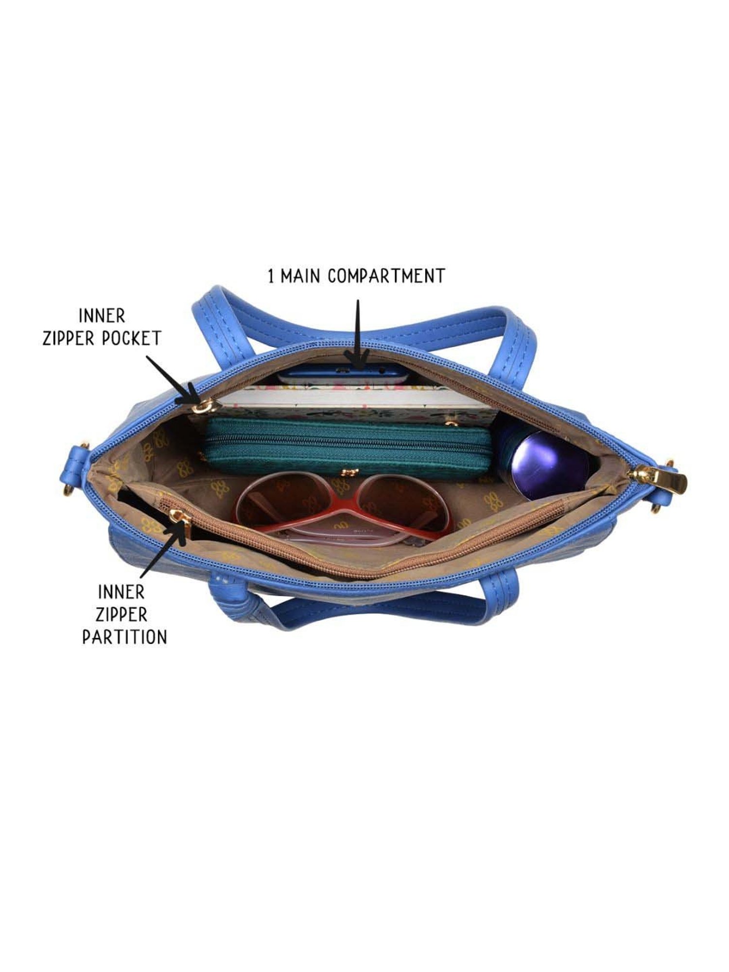 Baggit Persian Blue PVC Solid Tote Handbag