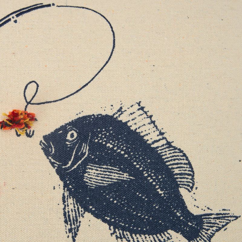 20"x20" Gone Fishin Polyester Filled Throw Pillow Natural - Rizzy Home