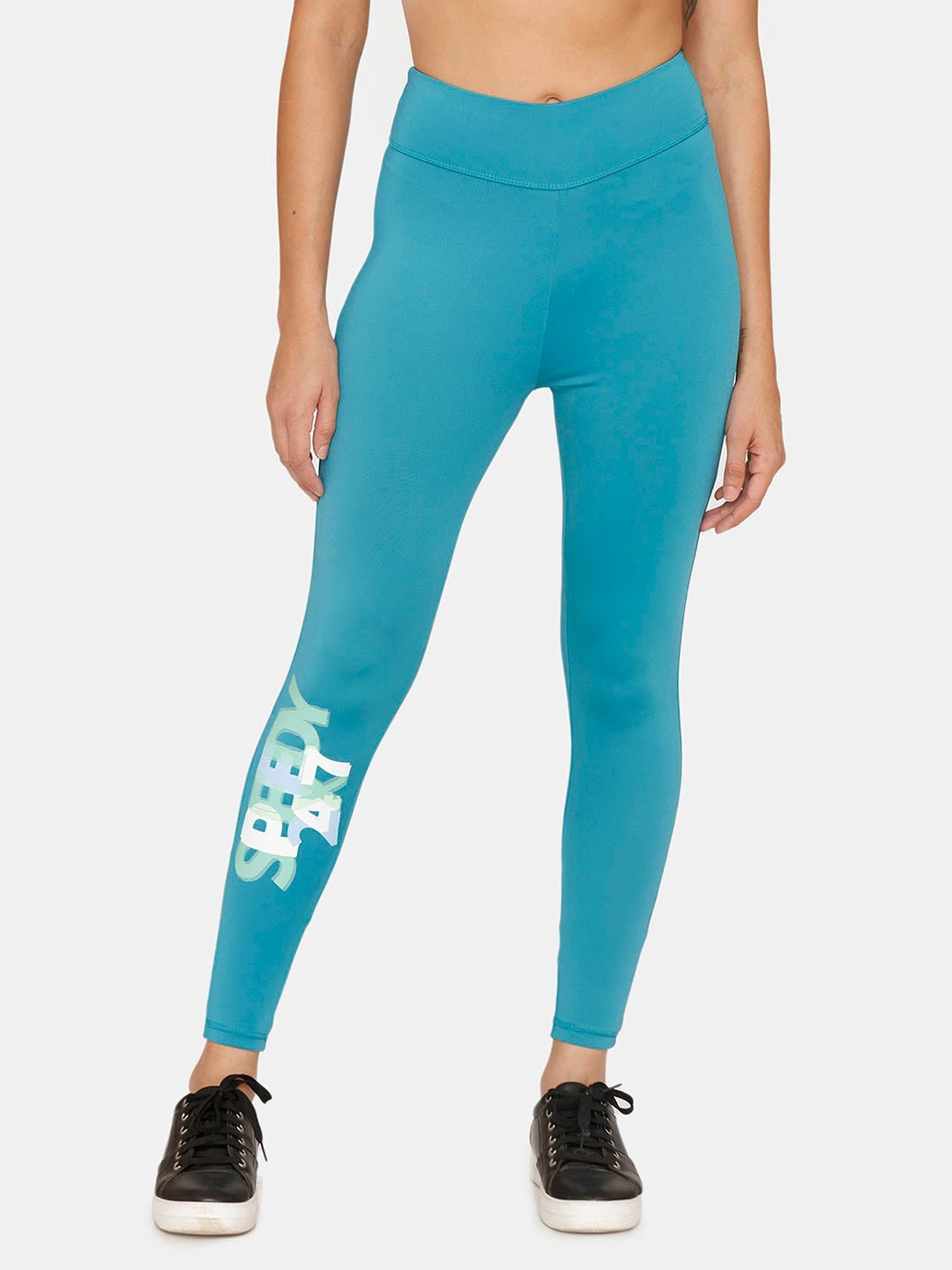 Zelocity by Zivame Blue Graphic Print Tights
