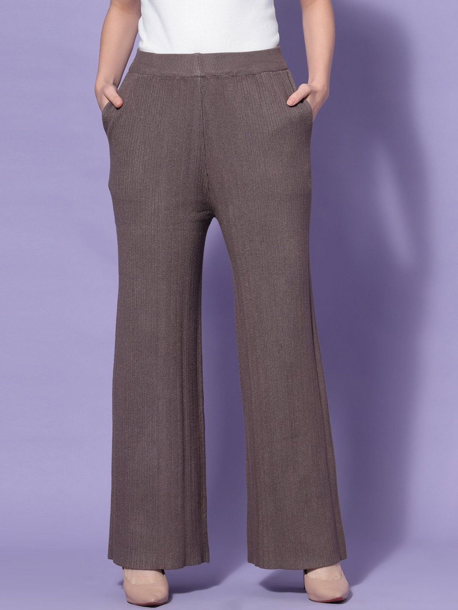 Mafadeny Brown Self Pattern Palazzos