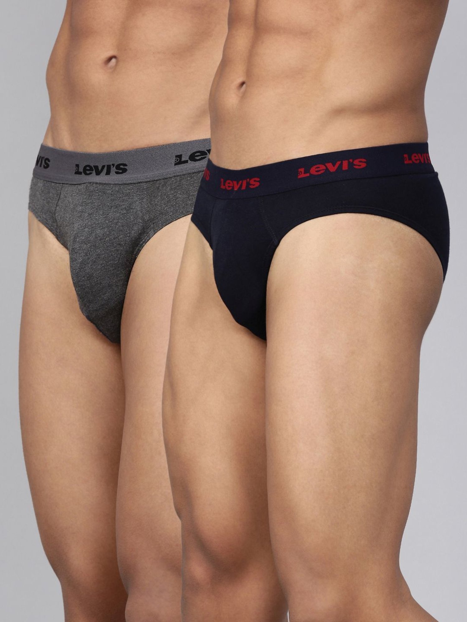 Levi's Black & Grey Cotton Regular Fit Briefs - Pack Of 2