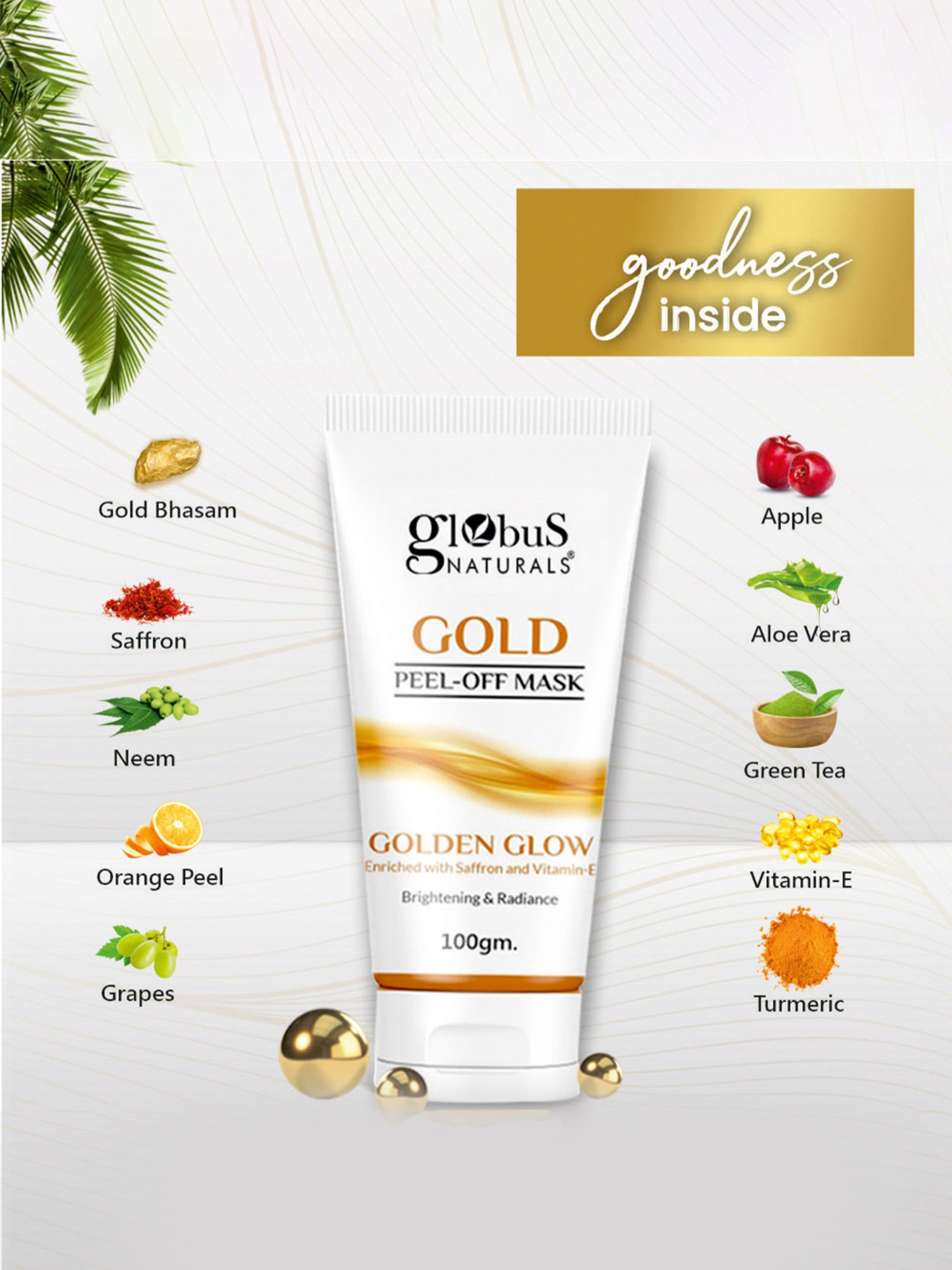 Globus Naturals Moisturizing Sunscreen SPF 50+++ & Gold Peel Off Mask Combo
