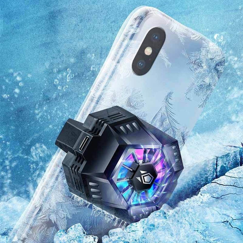 TakeIt Mobile Phone Cooler 3 Seconds Cooling Phone Radiator Semiconductor Heatsink with RAG Light Fan for Andoid Smartphone iPhone Gaming Lives Watch Videos