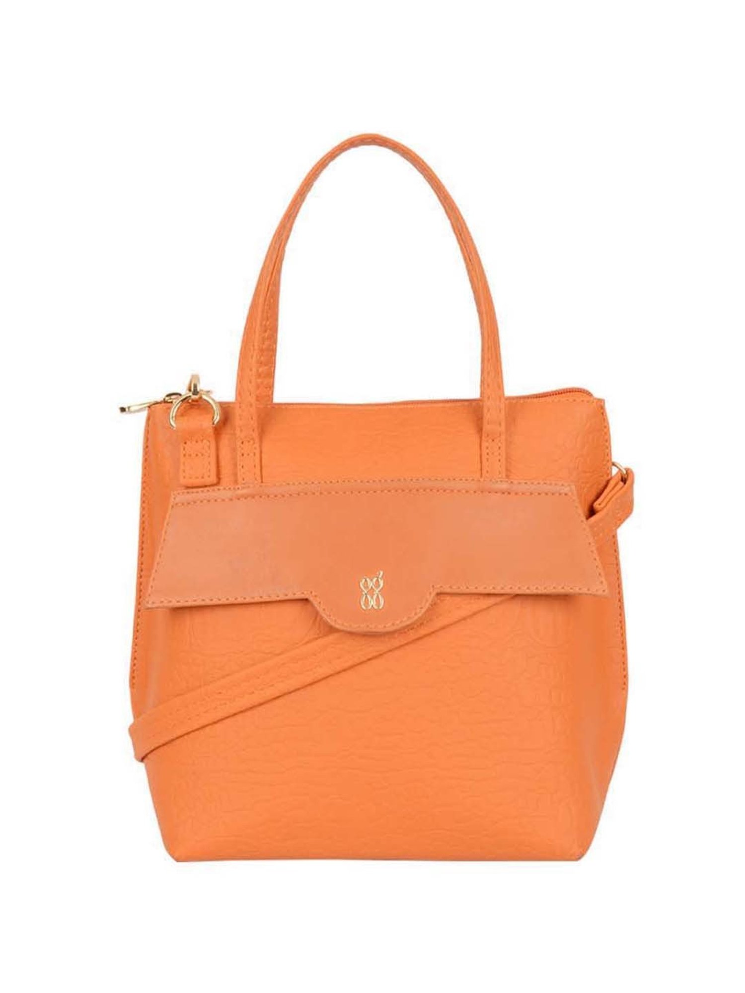 Baggit Orange Textured Small Tote Handbag