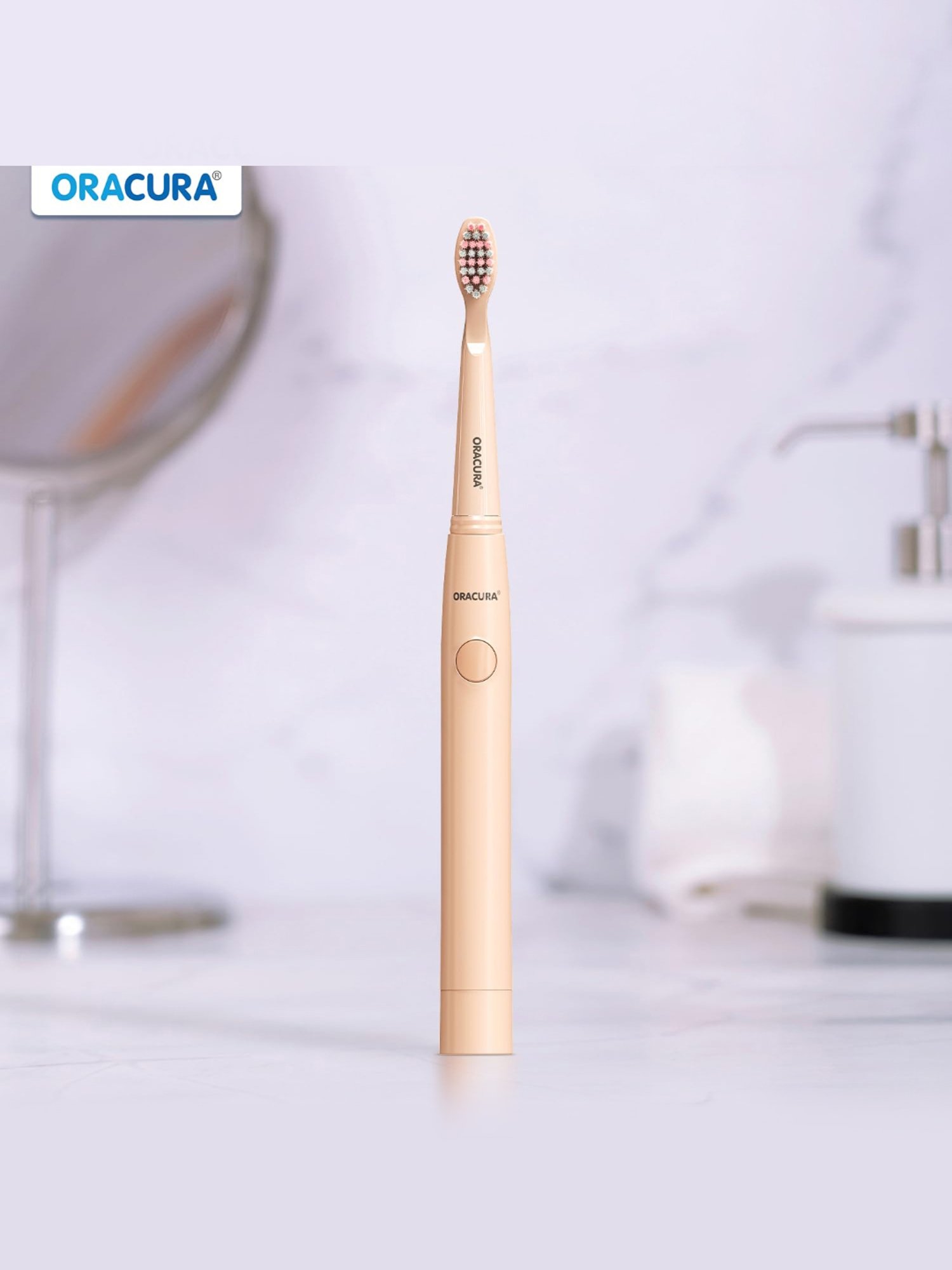 Oracura SB100 Sonic Lite Electric Battery Operated Toothbrush (Peach)