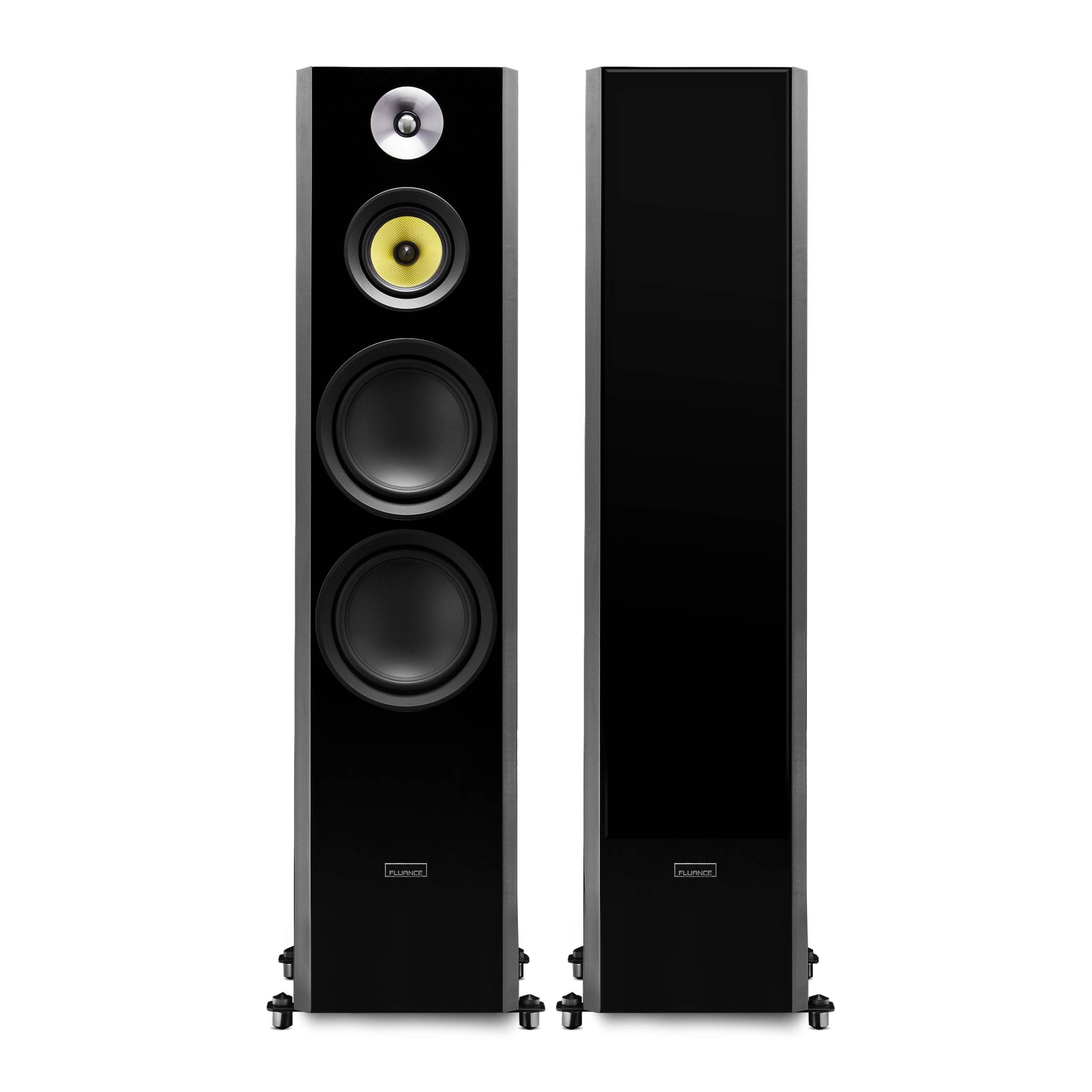 Fluance Signature HiFi 3-Way Floorstanding Tower Speakers with Dual 8" Woofers for 2-Channel Stereo Listening or Home Theater System - Black Ash/Pair (HFF)