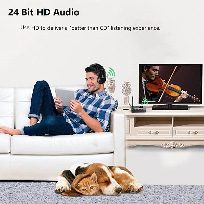 164FT Long Range Bluetooth Transmitter Receiver with Audio PassThru for TV Stereo 40ms Low Latency 3in1 Wireless AUX Adapter with Digital Optical 35mm RCA Always On Plug Play