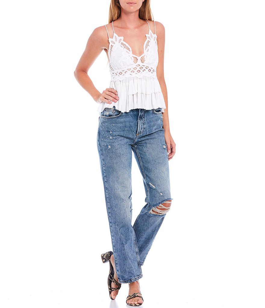 J.McLaughlin Durham Sleeveless Ruffle V-Neck Denim Blouse