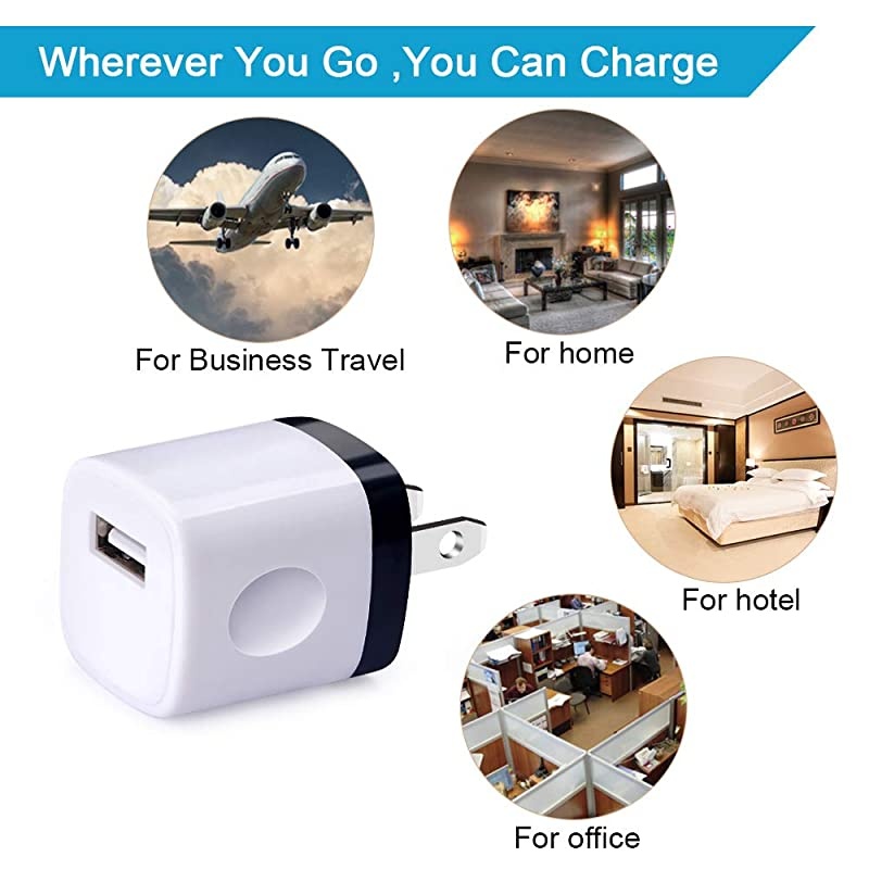 Charging Block Charger Box  1A 5Pack Travel Single Port USB Wall Charger Brick Cubes Compatible iPhone X88 Plus76S Plus Samsung Galaxy s10e S10 S9 S8 PlusS7S6Note 98 LG G8 G7 Moto