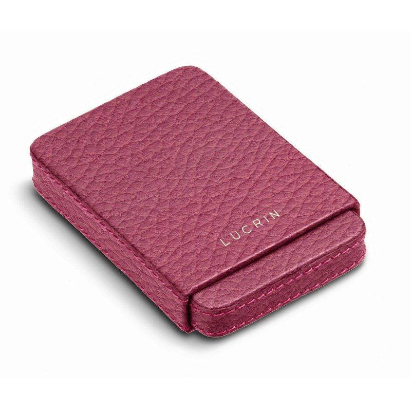 Lucrin - Sliding case for business cards - Fuchsia - Granulated Leather
