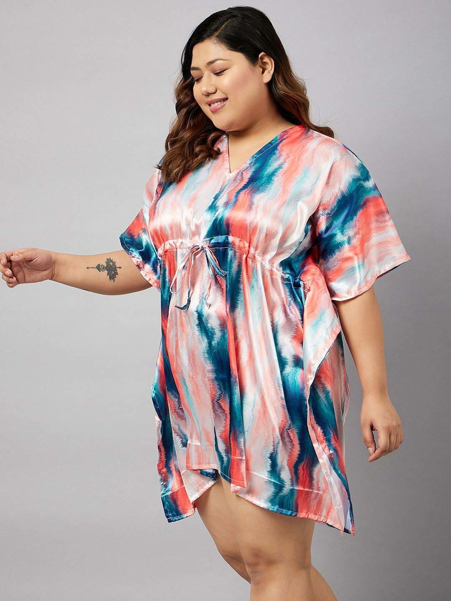 Secrets By ZeroKaata Pink & Blue Printed Kaftan