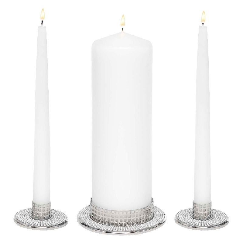 Vintage Pearl Wedding Collection Unity Candle Set Stand