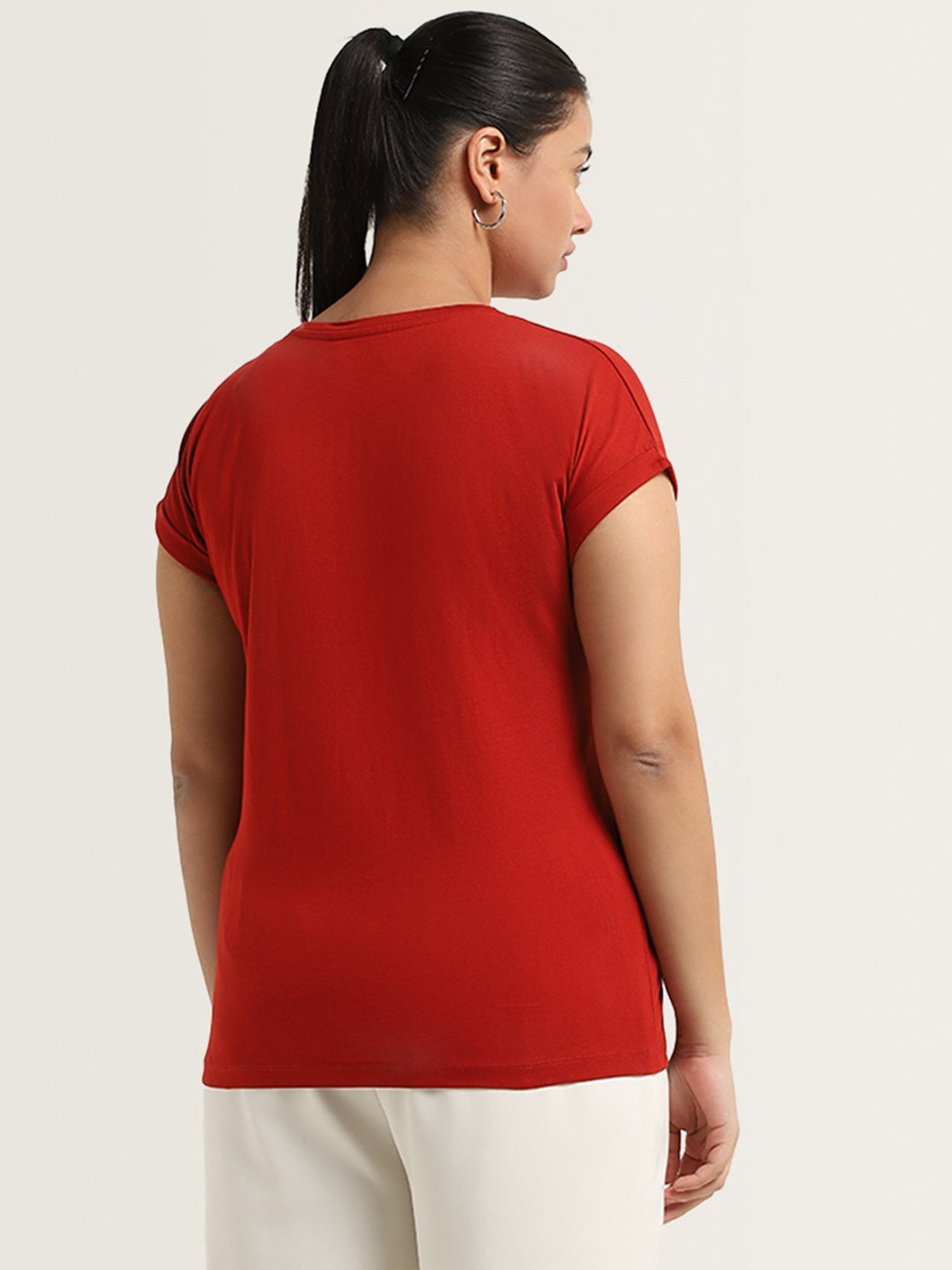 Gia by Westside Rust Floral Design T-Shirt