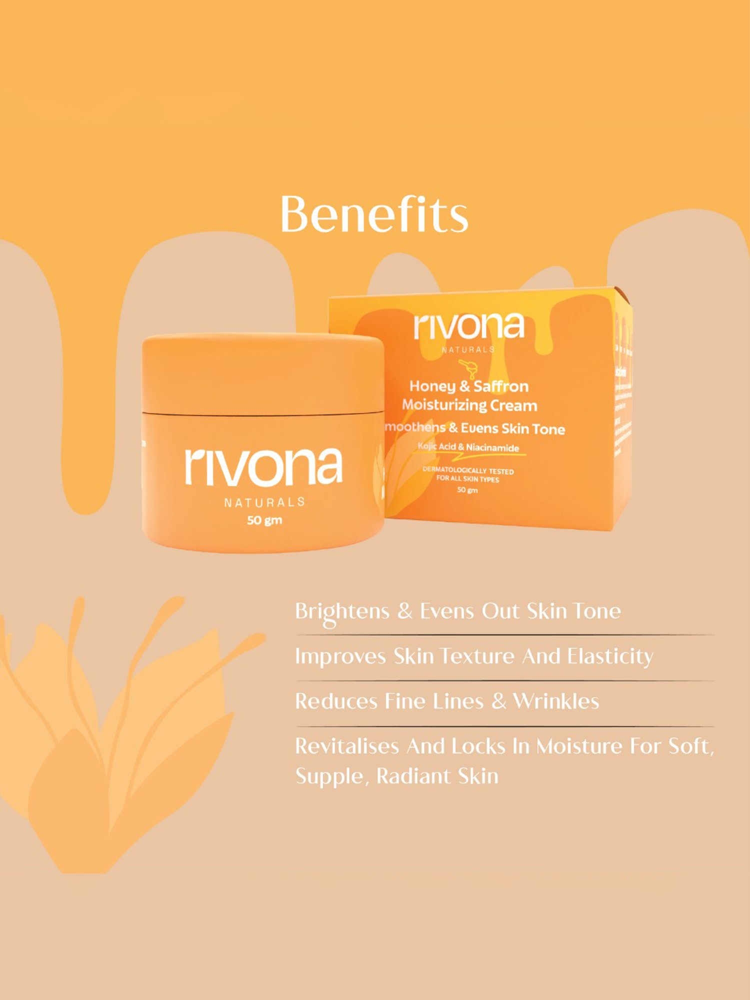 Rivona Naturals Honey & Saffron Moisturizing Cream - 50 gm