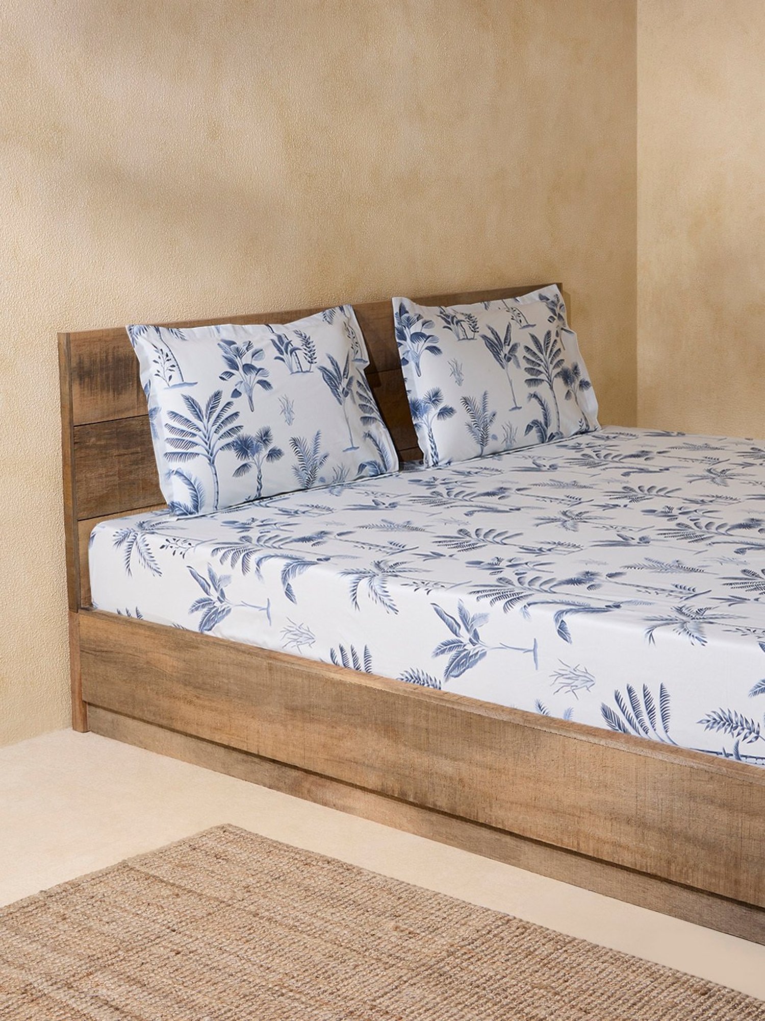 Westside Home Dusty Blue Double Bed Flat Sheet and Pillowcase Set