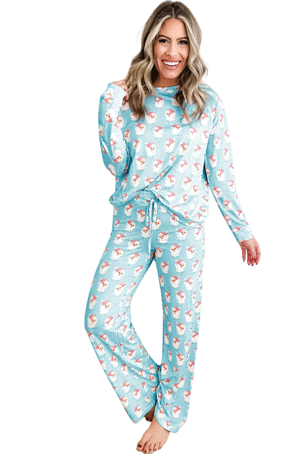White Christmas Pullover and Drawstring Pants Pajama Set