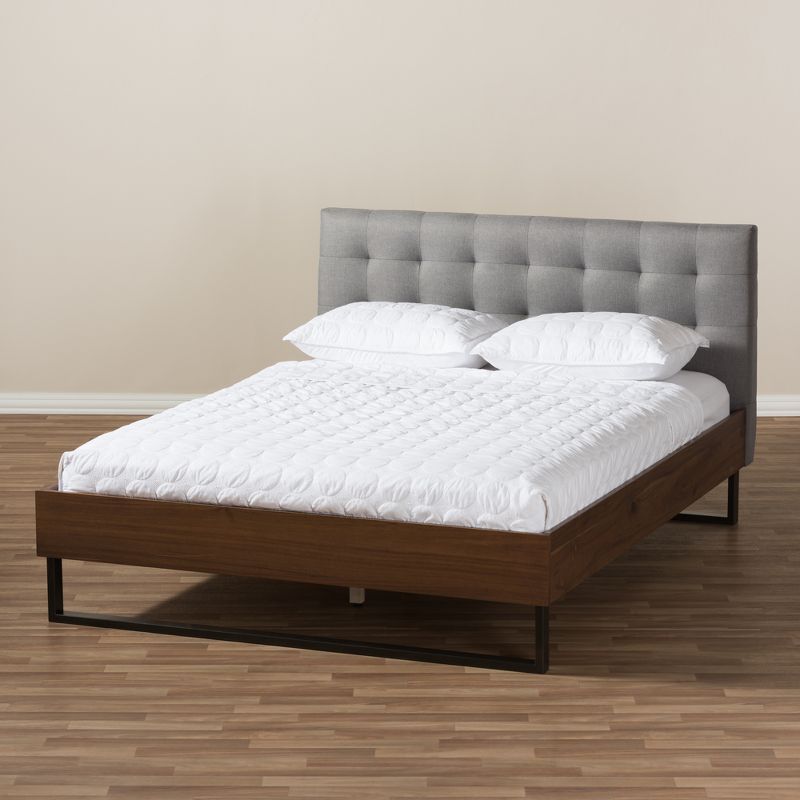 Jupiter Mid Tufted Platform Bed - Queen - Gray - Baxton Studio