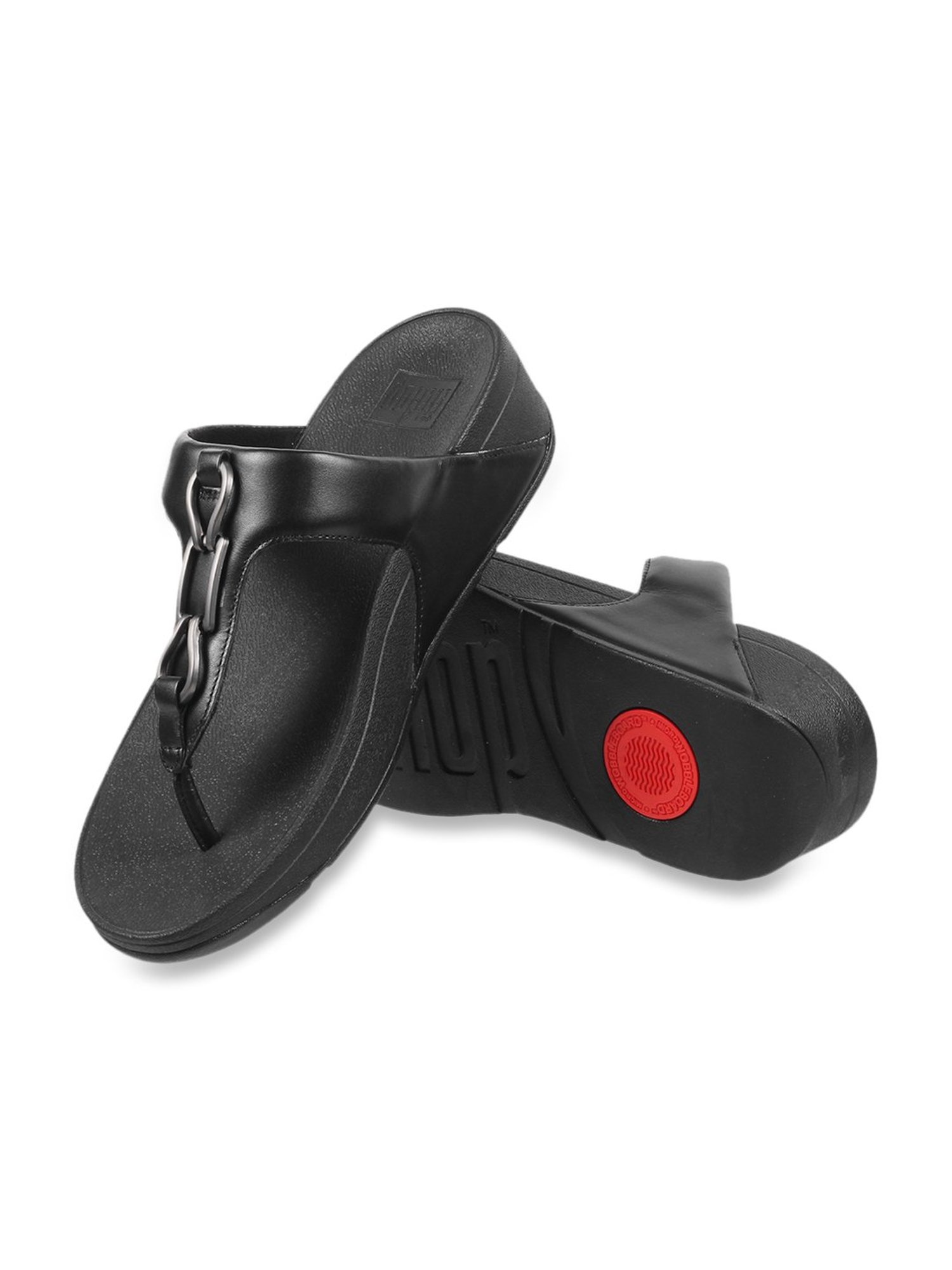 FitFlop Women's Black Thong Wedges