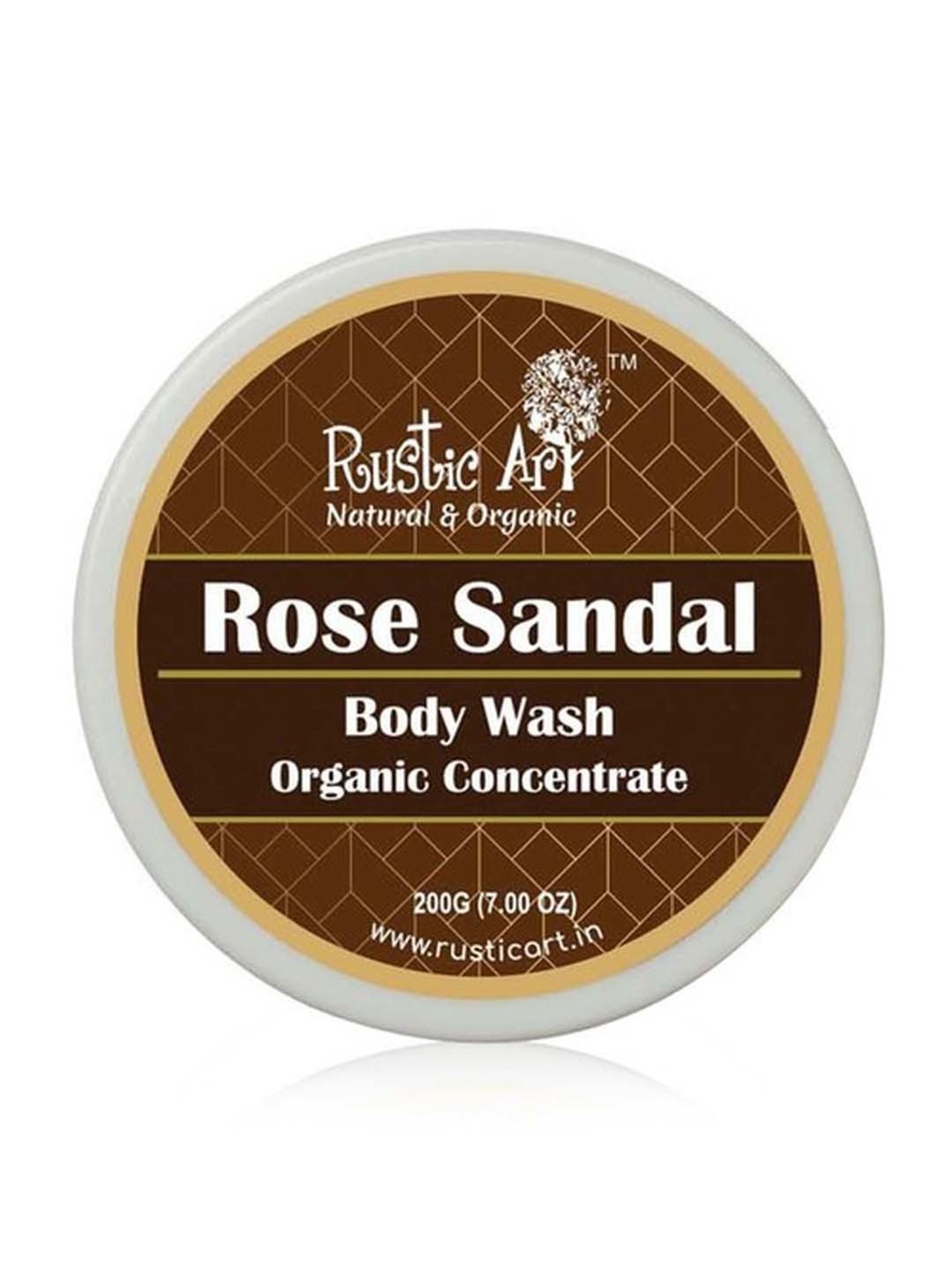 Rustic Art Organic Rose Sandal Body Wash Concentrate - 200 gm