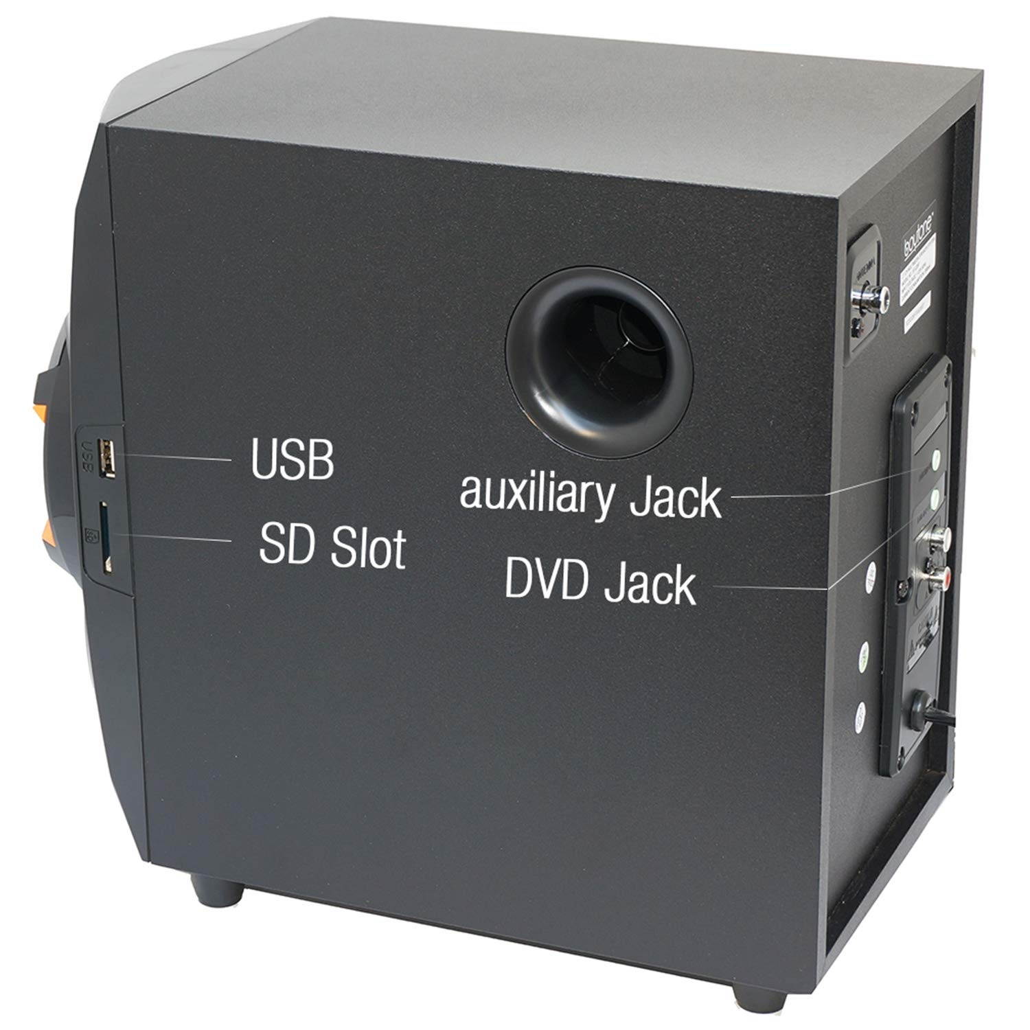 Boytone BT-424FN, 2.1 Multimedia Bluetooth Speaker System Powerful Shelf Stereo Wired Systems, FM, SD Slot, USB Port, MP3 Format, 40 Watts, Reactive LED Light, Remote Control, for Smartphone, Tablet