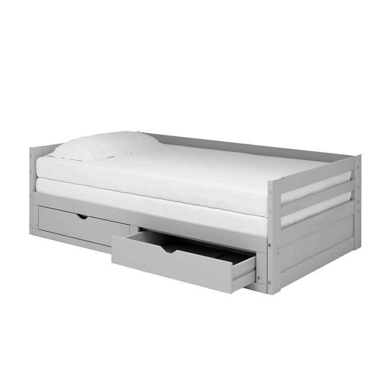 Twin to King Augusta Extending Day Bed with Storage Drawers Dove Gray - Alaterre Furniture