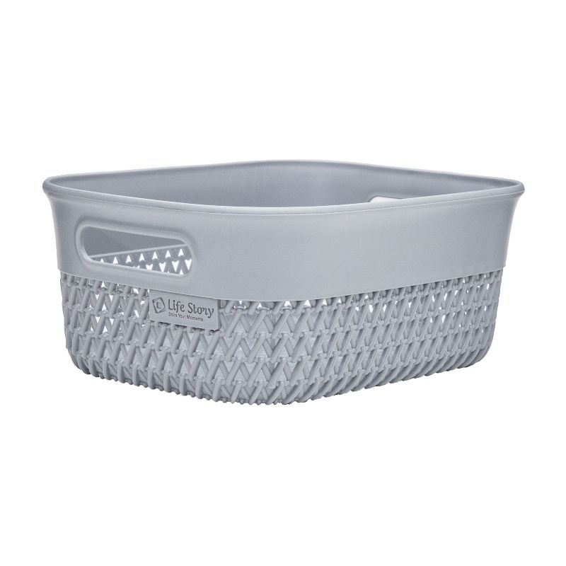 Life Story Lightweight Heavy Duty Storage Trendy Portable Woven Basket 4 Quarts, Grey (14 Pack)