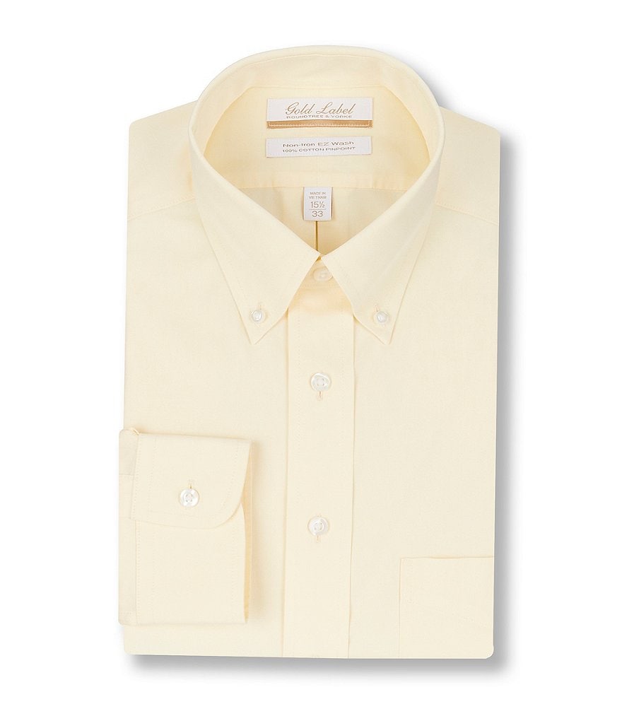Gold Label Roundtree & Yorke Non-Iron Fitted Button-Down Collar Solid Dress Shirt