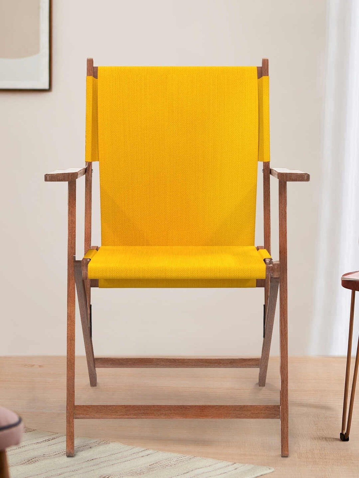 Chumbak Bistro Sahara Solid Teal Green Wood Folding Chair