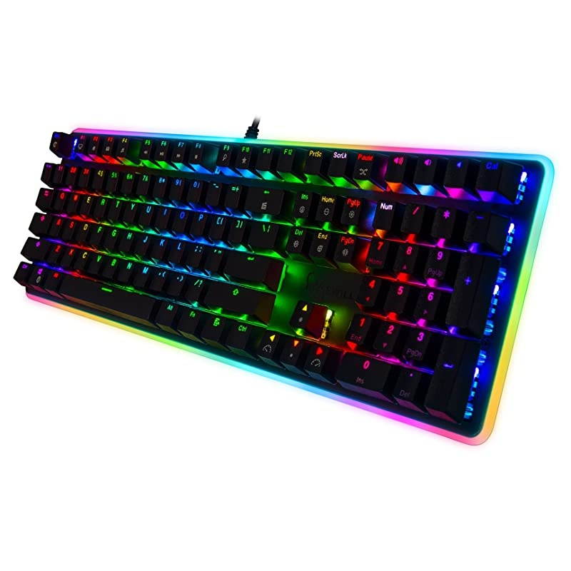 Mechanical Gaming Keyboard RGB LED Glow Backlit Computer Mechanical Switch Keyboard for PC Laptop Mac Software Customizable Professional Gaming Brown Mechanical Switch