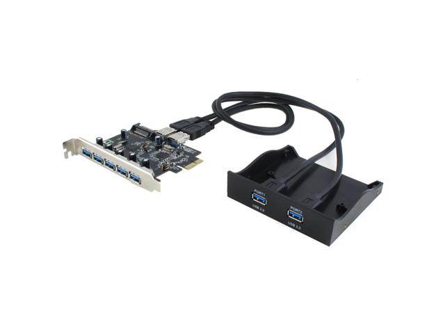 Sedna PCIE 7 Port USB 3.0 Adapter Card Supporting Windows 8 UASP, Super Fast Speed, with SATA Power Connector and 3.5" Floppy Bay Front Panel