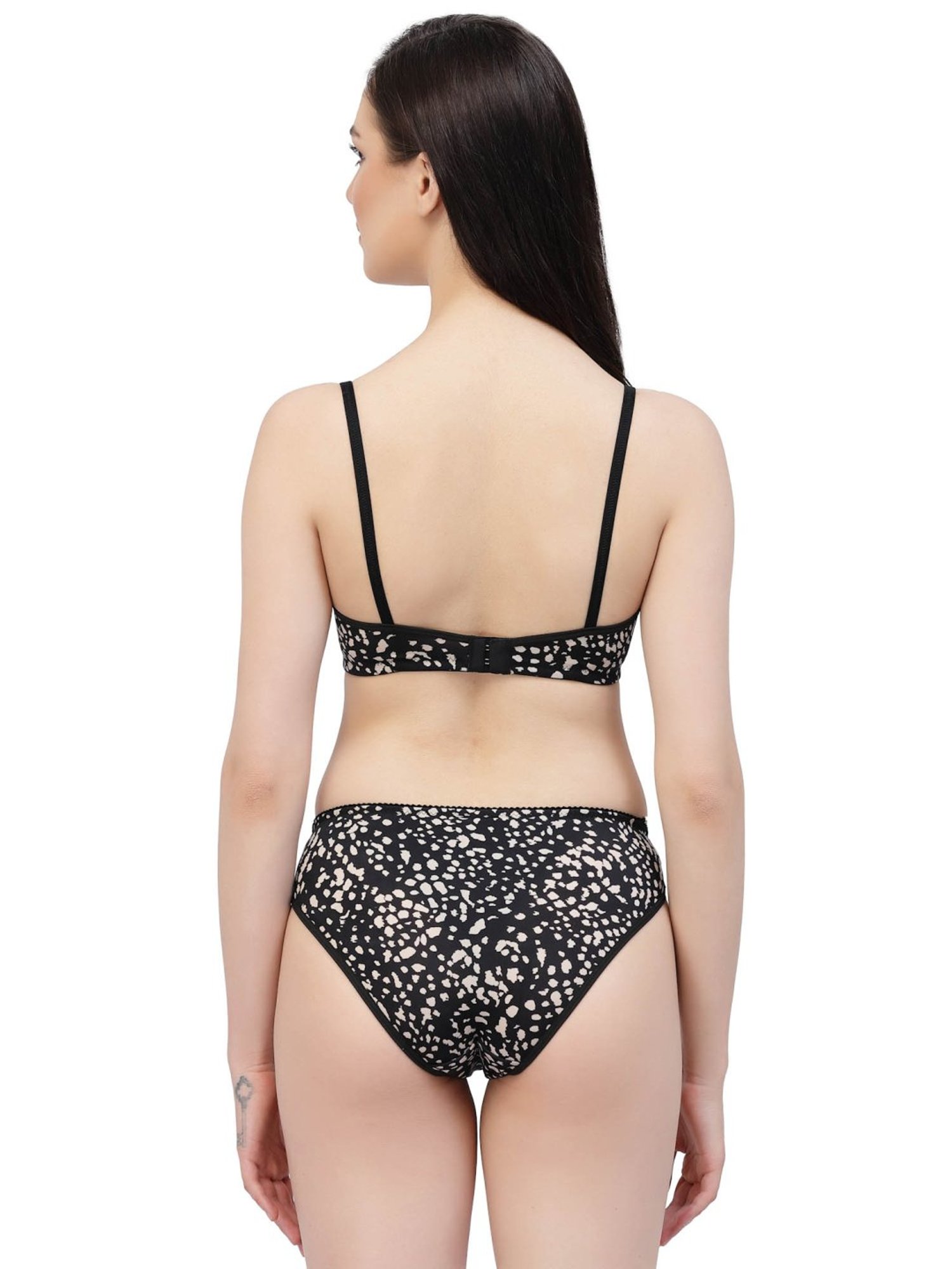 Cukoo Black Printed Everyday Bra Panty Set